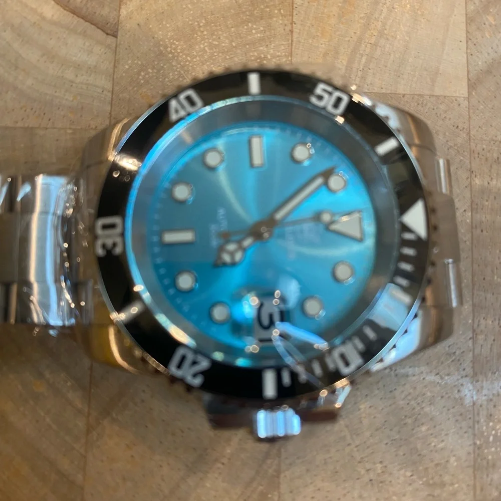 New Men’s Automatic Mechanical Steel Dive Watch with Aqua Face